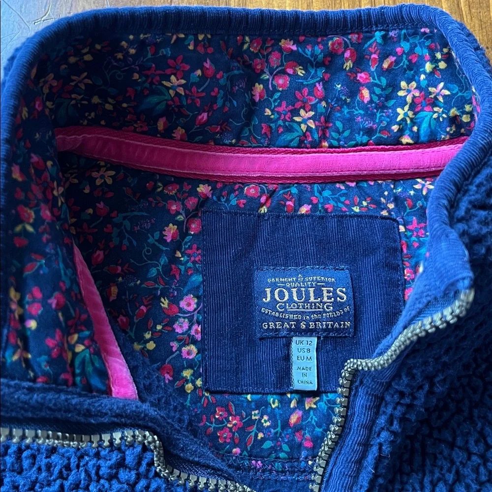 Joules Navy Blue 1/4 Zip Fleece Pullover Sz 8 - Picture 3 of 16